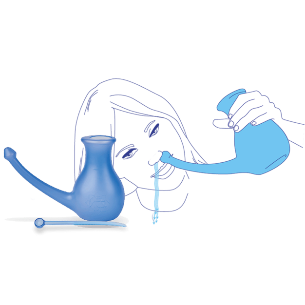 При промывании носа вода не вытекает. Промывание носа солевым раствором схема. Чайник для промывания носа. Спринцовка для промывания носа. Сосуд для промывания носа.