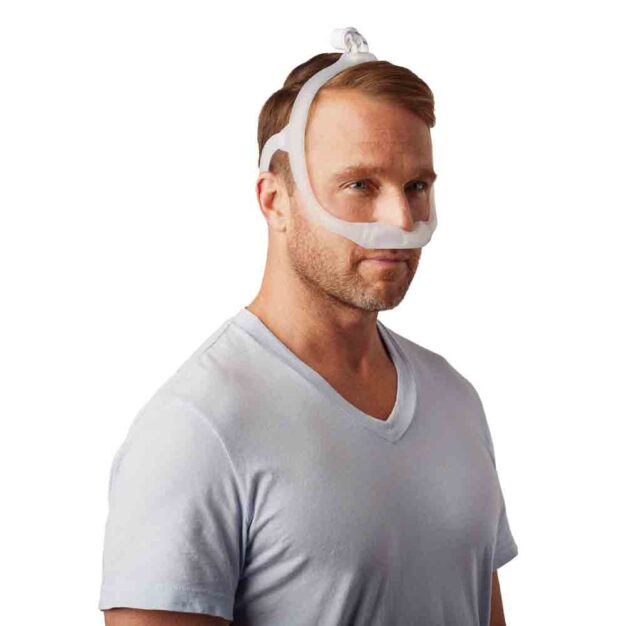 Philips Respironics Dreamwear CPAP Nasenmaske Seitensicht offenes Kopfband