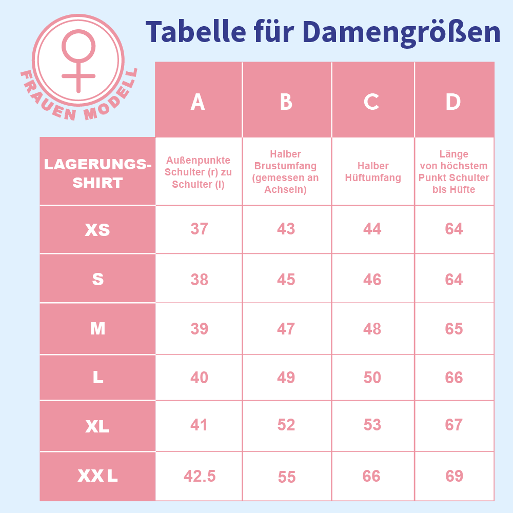 Größentabelle für Damen