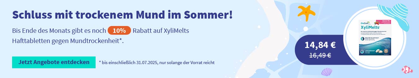 Rabatt auf XyliMelts Hafttabletten gegen Mundtrockenheit