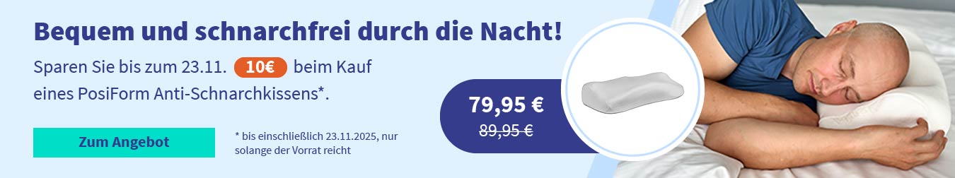 Rabatt beim Kauf eines PosiForm Anti-Schnarchkissens 01