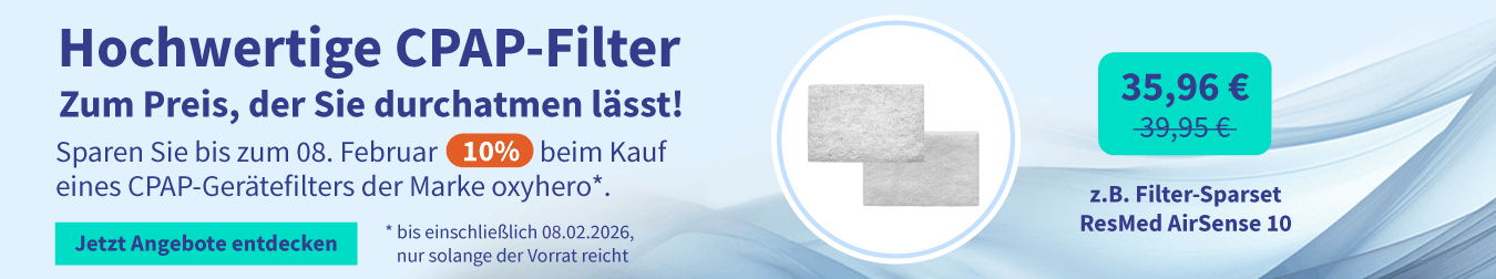 Rabatt beim Kauf eines CPAP-Gerätefilters der Marke oxyhero 05