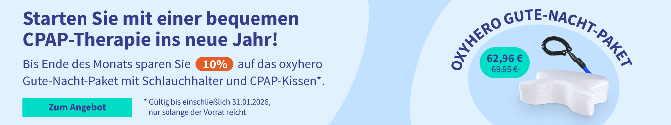 Rabatt auf das oxyhero Gute-Nacht-Paket mit Schlauchhalter und CPAP-Kissen 04