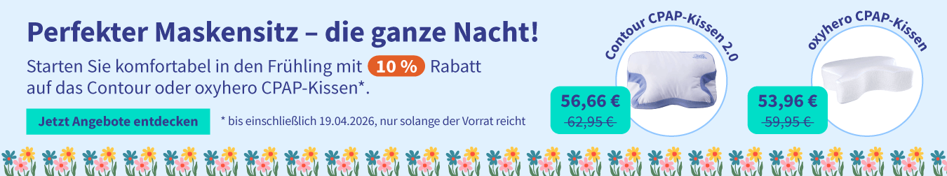 Rabatt auf das Contour oder oxyhero CPAP-Kissen 01