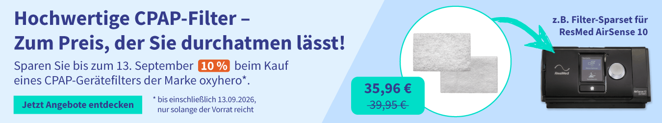 Rabatt auf eines CPAP-Gerätefilters der Marke oxyhero 05